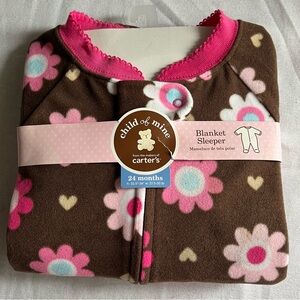 Child Of Mine Baby Girl Fleece Zipper Footie Sleeper Brown Floral 24 Months